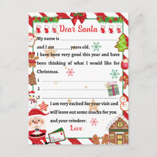 Postal Festiva Navidades festivos, querida Santa Carta