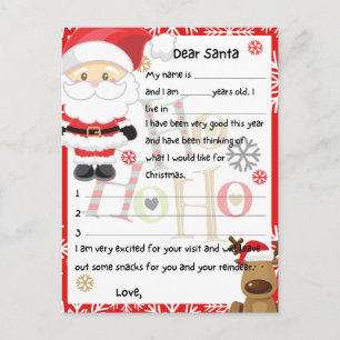 Postal Festiva Navidades festivos, querida Santa Carta