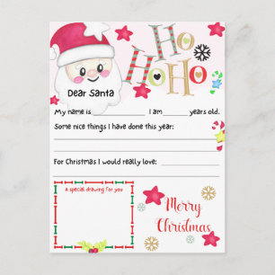 Postal Festiva Navidades festivos, querida Santa Carta