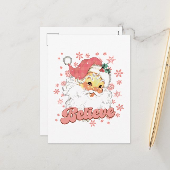 Postal Festiva navidades festivos rosa Santa (Anverso/Reverso In Situ)