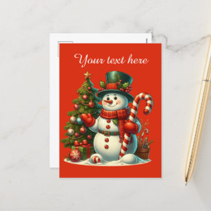 Postal Festiva Navidades festivos snowman añaden mensaje