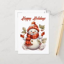 Postal Festiva Navidades festivos snowman añaden texto Holiday
