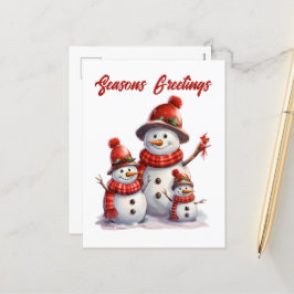 Postal Festiva Navidades festivos snowman añaden texto Holiday