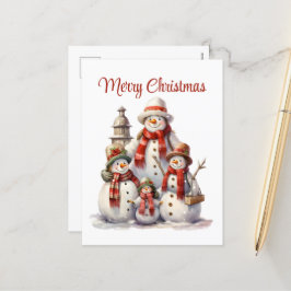 Postal Festiva Navidades festivos snowman añaden texto Holiday