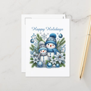 Postal Festiva Navidades festivos snowman Happy