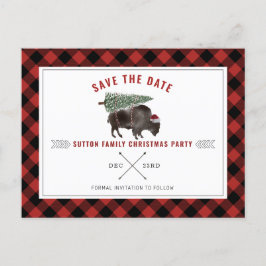 Postal Festiva Navidades Fiesta Buffalo Red Plaid Guardar La Fech