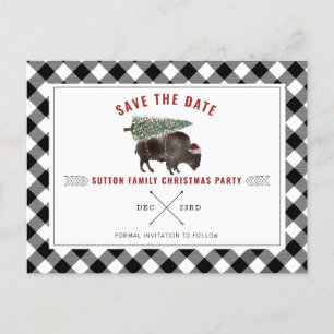Postal Festiva Navidades Fiesta Buffalo Santa Plaid Guardar La Fe