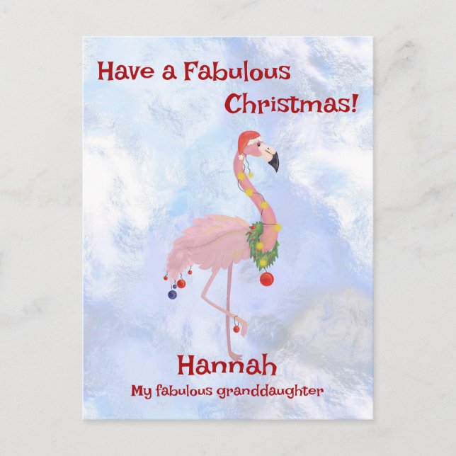 Postal Festiva Navidades flamingo (Anverso)