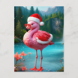 Postal Festiva Navidades Flamingo Como Santa Claus-47475