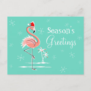Postal Festiva Navidades Flamingo Season Greetings horizontal