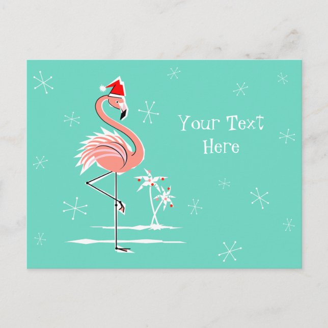 Postal Festiva Navidades Flamingo Texto horizontal (Anverso)