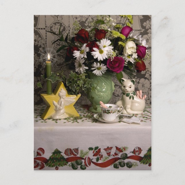 Postal Festiva navidades Floral Still Life 2218 (Anverso)