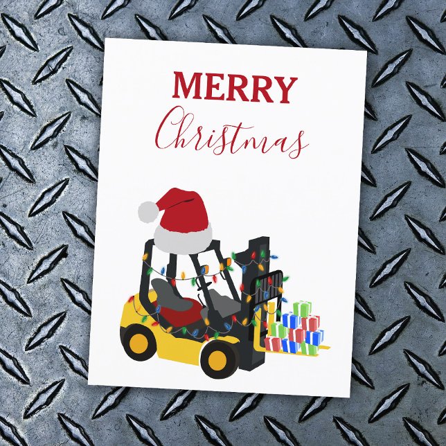 Postal Festiva Navidades Forklift Truck (Christmas Forklift Truck Holiday Postcard)