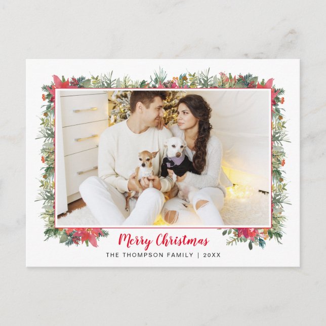 Postal Festiva Navidades fotográficos de escritura botánica de ve (Anverso)