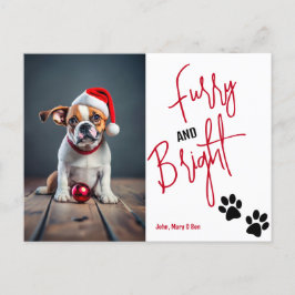 Postal Festiva Navidades fotográficos de Mascota brillante y mugr