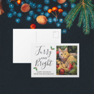 Postal Festiva Navidades fotográficos de Mascota de Furry y Brigh