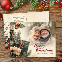 Postal Festiva Navidades fotográficos de Vintage Holly Berries Be