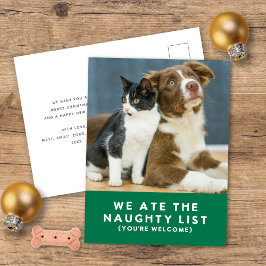 Postal Festiva Navidades fotográficos Mascotas de la lista gracio