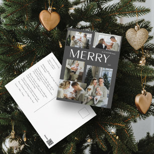 Postal Festiva Navidades fotográficos Merry Modern Grey 5