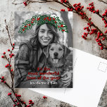 Postal Festiva Navidades FOTOGRÁFICOS PERSONALIZADOS de Garland W<br><div class="desc">Dibujo de guirnaldas de guirnaldas para desear a alguien unas vacaciones felices! ¡Añade tu propia foto! Haga clic en "personalizar" para editar el texto y agregar su propia foto al frente. Asegúrate de que esté detrás de las capas. (si necesita ayuda, puede contactar con la ayuda de Zazzle o enviarme...</div>