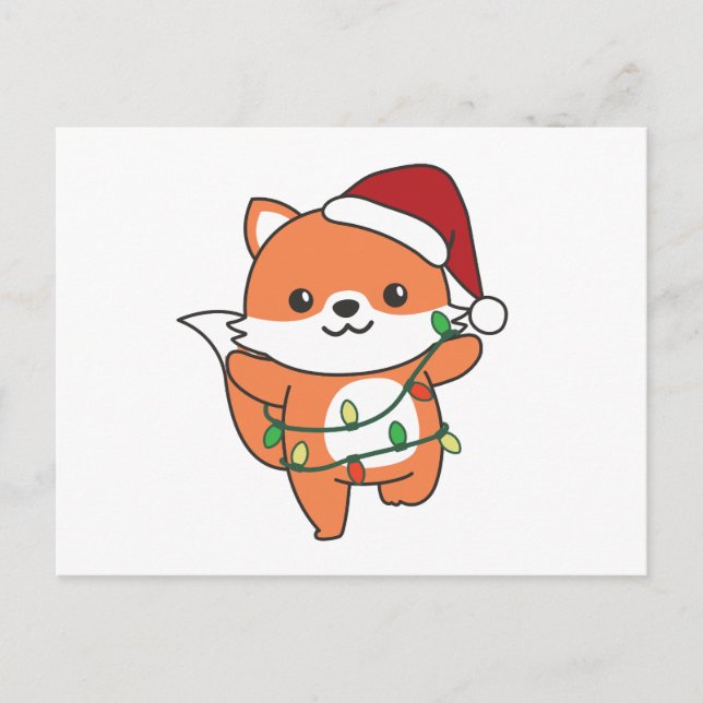 Postal Festiva Navidades Fox de Animales de Invierno (Anverso)