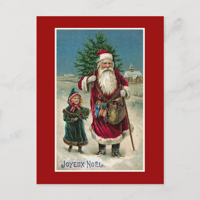 Postal Festiva Navidades franceses Joyeux Noel Vintage (Anverso)