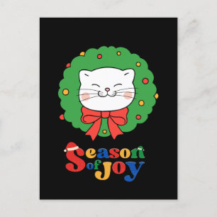 Postal Festiva Navidades gatos kawaii comieron una temporada de a