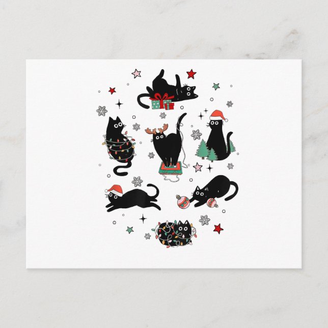 Postal Festiva Navidades Gatos Negros (Anverso)