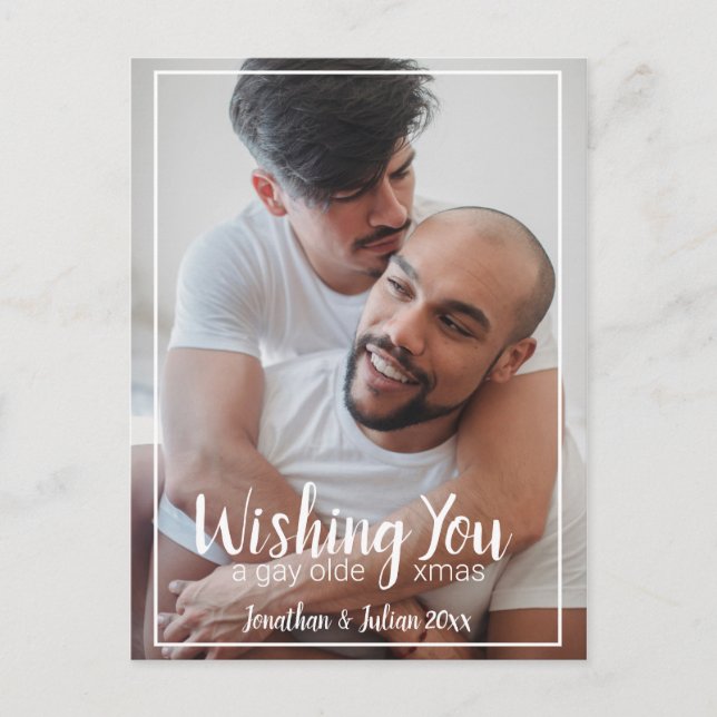 Postal Festiva Navidades Gay Olde en feriado LGBTQ (Anverso)