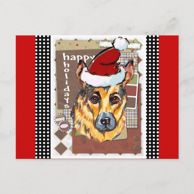 POSTAL FESTIVA NAVIDADES GERMAN SHEPHERD (Anverso)