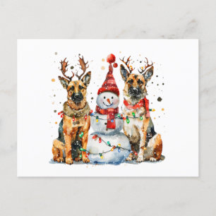 Postal Festiva Navidades German Shepherd Dogs