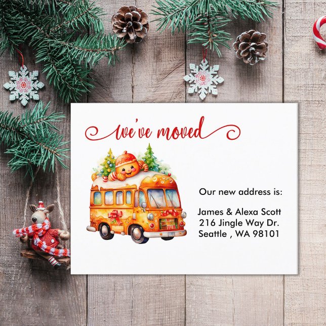 Postal Festiva Navidades Gingerbread Bus Nos hemos mudado (Subido por el creador)