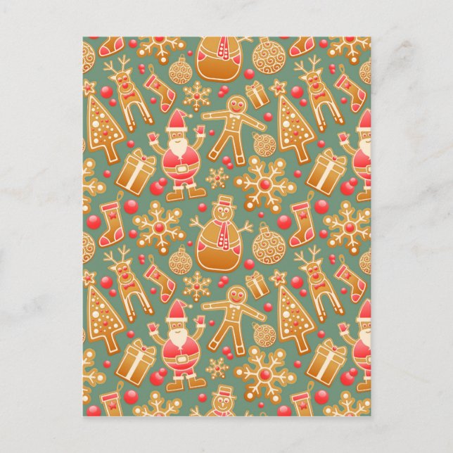 Postal Festiva navidades gingerbread santa (Anverso)