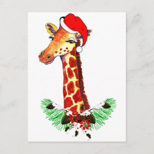 Postal Festiva Navidades Giraffe
