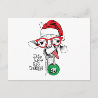 Postal Festiva Navidades Giraffe Santa