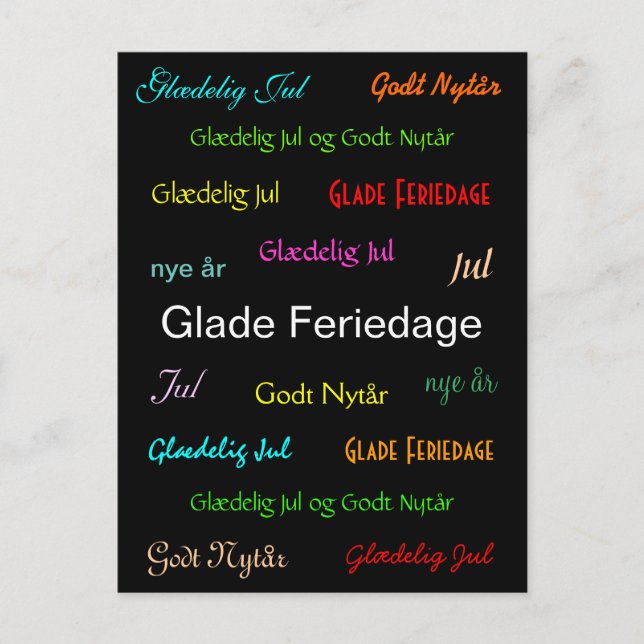 Postal Festiva Navidades Glade Feriedage Danés (Anverso)