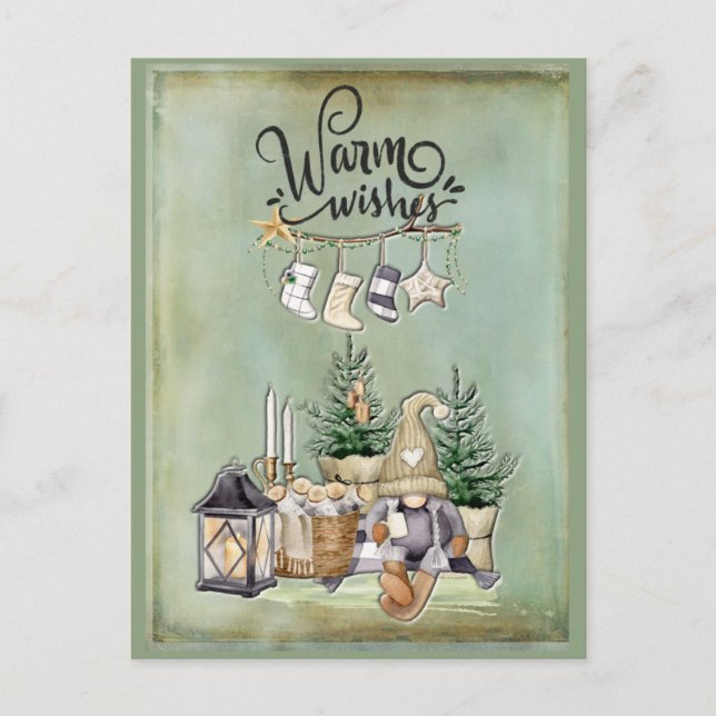 Postal Festiva Navidades Gnome Warm Wings Greys (Anverso)