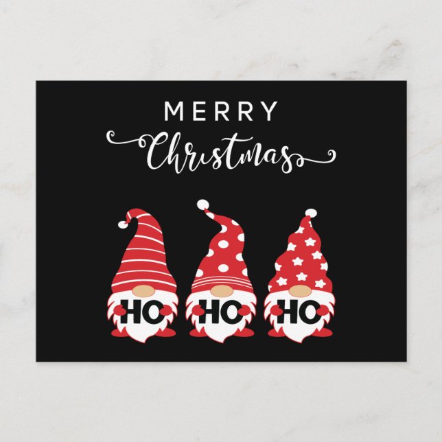 Postal Festiva Navidades Gnomes Ho Ho (Anverso)