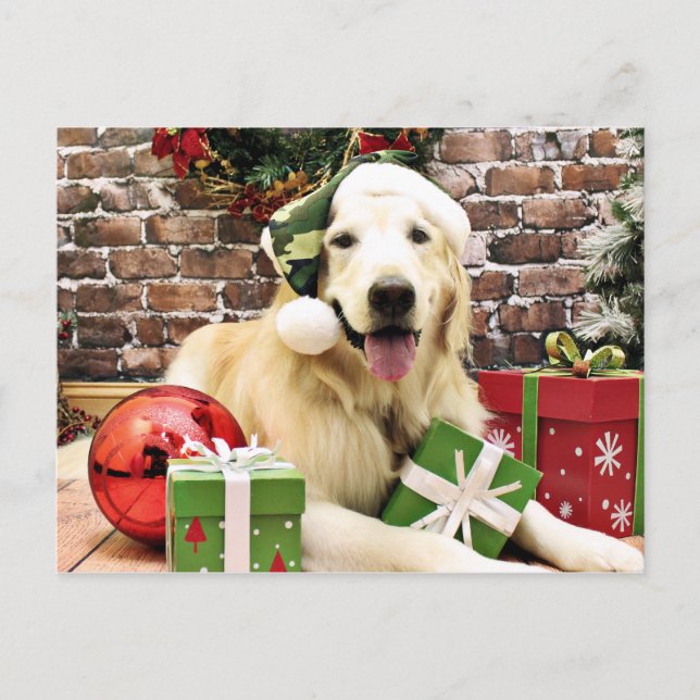 Postal Festiva Navidades - Golden Retriever - Hudson (Anverso)