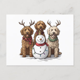 Postal Festiva Navidades Goldendoodle Dogs