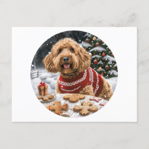 Postal Festiva Navidades Goldendoodle Dogs