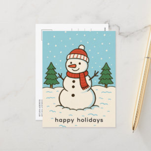 Postal Festiva Navidades graciosos de Snowman Cute
