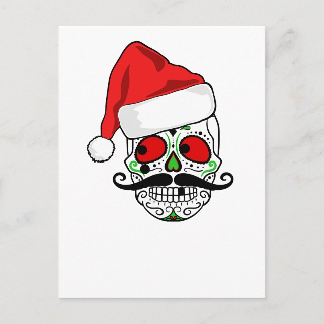 Postal Festiva Navidades graciosos Sugar Skull (Anverso)