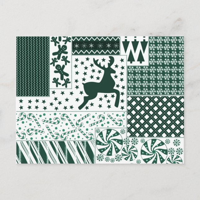 Postal Festiva Navidades Green Quilt (Anverso)