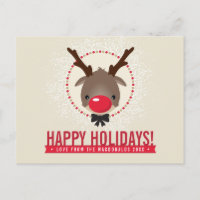 NAVIDADES GREETING nariz roja reno rudolph oro