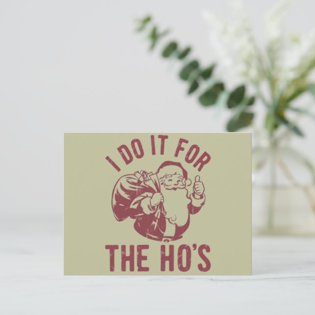 Postal Festiva Navidades groseros Santa Face lo hago por los Ho (Anverso de pie)