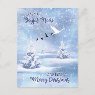 Postal Festiva Navidades hacen un alegre ruido de nieve en Geese