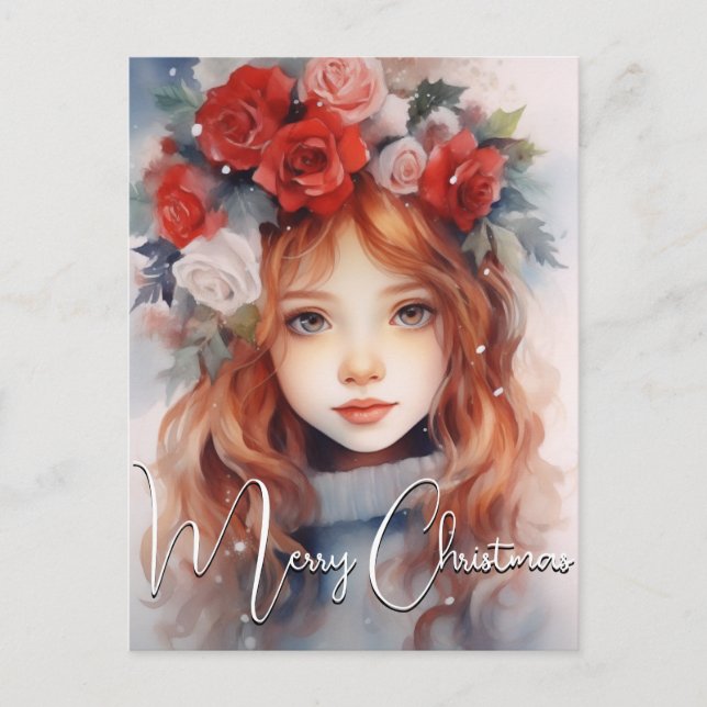 Postal Festiva Navidades Hadas de los Rosas (Anverso)