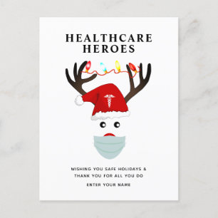 Postal Festiva Navidades Héroes de la salud Gracias por sus vacac