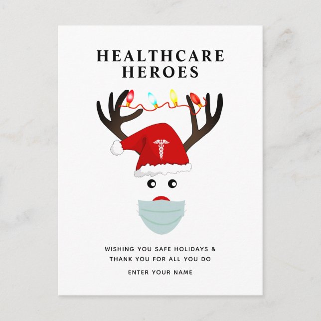 Postal Festiva Navidades Héroes de la salud Gracias por sus vacac (Anverso)